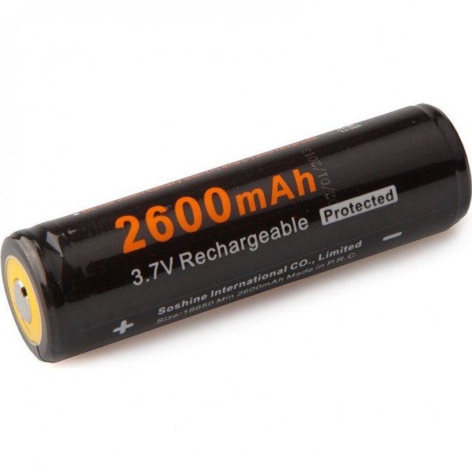 Аккумулятор SOSHINE 18650 2600 mAh, 3.7В, встроенная зарядка USB 20969 Аккумулятор SOSHINE 18650 2600 mAh, 3.7В, встроенная зарядка USB 20969
