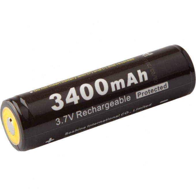 Аккумулятор SOSHINE 18650 3400 mAh, 3.7В, встроенная зарядка USB 17642 Аккумулятор SOSHINE 18650 3400 mAh, 3.7В, встроенная зарядка USB 17642